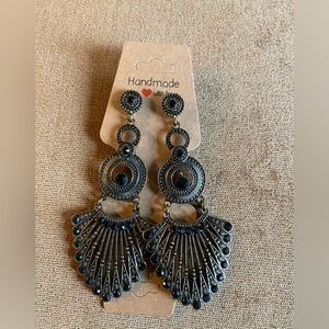 Black and antique gold Dangle Earrings